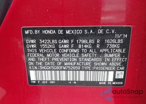 2015 Honda Fit Ex from USA, damaged, VIN 3HGGK5G80FM752659